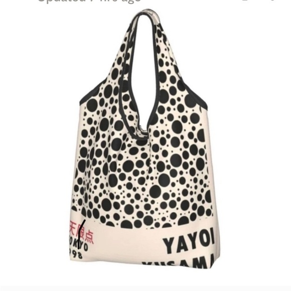 LAST 1-YAYOI KUSAMA LARGE CLASSIC BLACK AND WHITE DOTTED SHOPPER - Picture 2 of 8